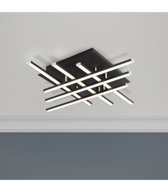 Plafonnier LED intégré Matrix Acier doux Noir mat 6 ampoules 8,5cm