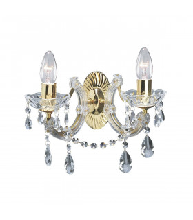 Aplique Marie Therese Vidrio cristal Latón pulido 2 bombillas 20cm