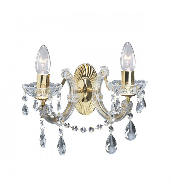 Applique murale Marie Therese Cristal de verre Laiton poli 2 ampoules 20cm