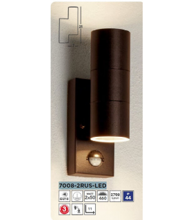 Luz de jardín con sensor de metro Vidrio, acero inoxidable Marrón óxido 2 bombillas 21,5 cm