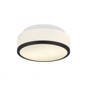 Plafón de baño Cheese Glass, acero dulce blanco negro 2 bombillas 9,5cm