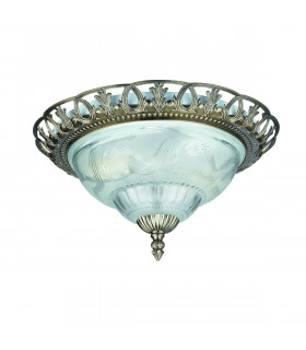 Flush ceiling light Antique brass 2 bulbs 17cm