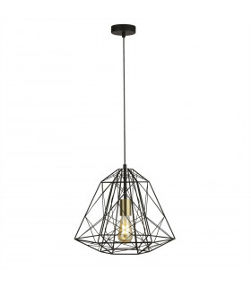 Geometrische Pendelleuchte Stahl Mattschwarz 1 Glühbirne 35cm