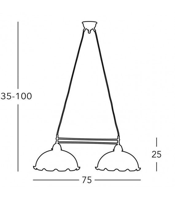 Nonna lámpara colgante Latón envejecido 2 bombillas 21cm