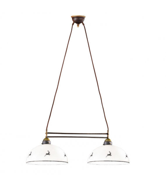 Lampada a sospensione Nonna Ottone antico 2 lampadine 25cm