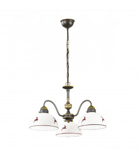 Suspension Nonna Laiton antique 3 ampoules 30cm