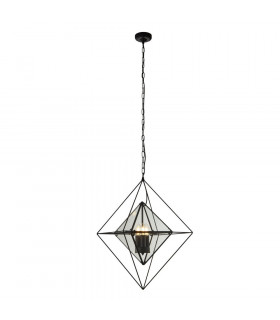Diamant-Anhänger Stahl Schwarz 3-flammig 58cm