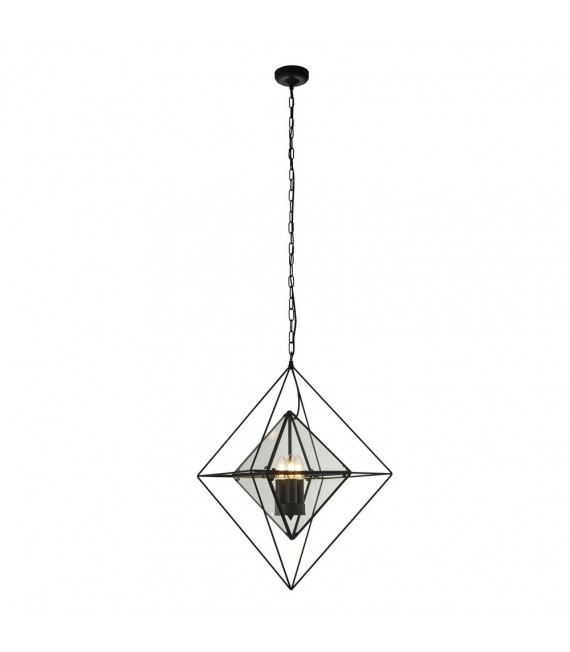 Colgante de diamantes Acero dulce Negro 3 bombillas 58cm