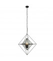 Suspension Diamond Acier doux Noir 3 ampoules 58cm