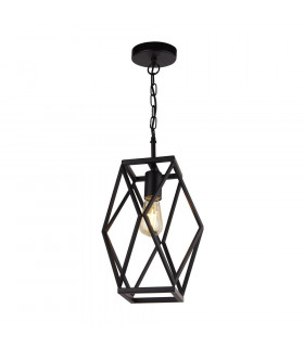 Chassis pendant Mild steel Matte black 1 bulb 44cm