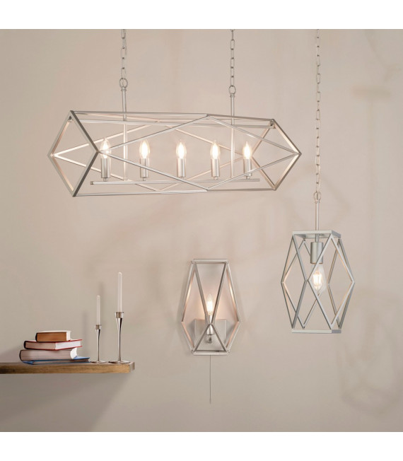 Chassis-Anhänger Baustahl Satinsilber 1 Glühbirne 44cm