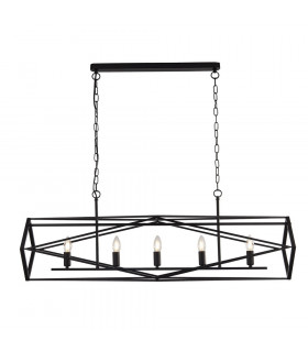 Chasis colgante Acero dulce Negro mate 5 bombillas 38cm