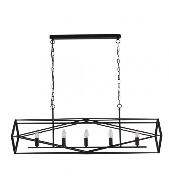 Chassis pendant Mild steel Matt black 5 bulbs 38cm
