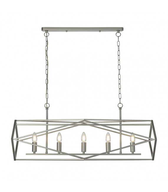 Chassis-Pendelleuchte Baustahl Satinsilber 5-flammig 38cm
