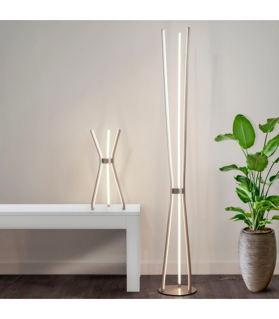 Tripod Floor Lamp Aluminum Satin Nickel 3 bulbs 165cm