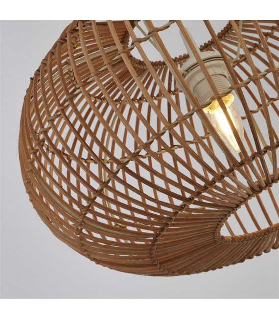 Bali Colgante Acero, Ratán Natural 1 bombilla 26cm
