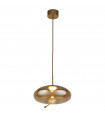 Suspension Lisbon Verre,acier doux Laiton satiné,Verre ambré 1 ampoule 30cm
