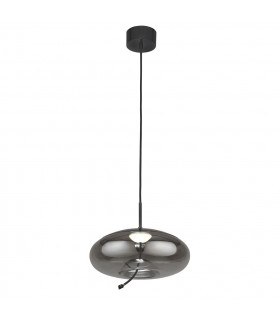 Lámpara colgante Lisbon Vidrio, acero dulce Vidrio negro, ahumado 1 bombilla 30cm