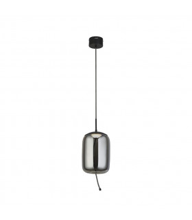 Suspension Lisbon Verre,acier doux Noir,verre fumé 1 ampoule 43cm