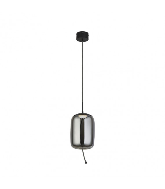 Suspension Lisbon Verre,acier doux Noir,verre fumé 1 ampoule 43cm