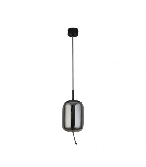 Lámpara colgante Lisbon Glass, acero dulce negro, vidrio ahumado 1 bombilla 43cm