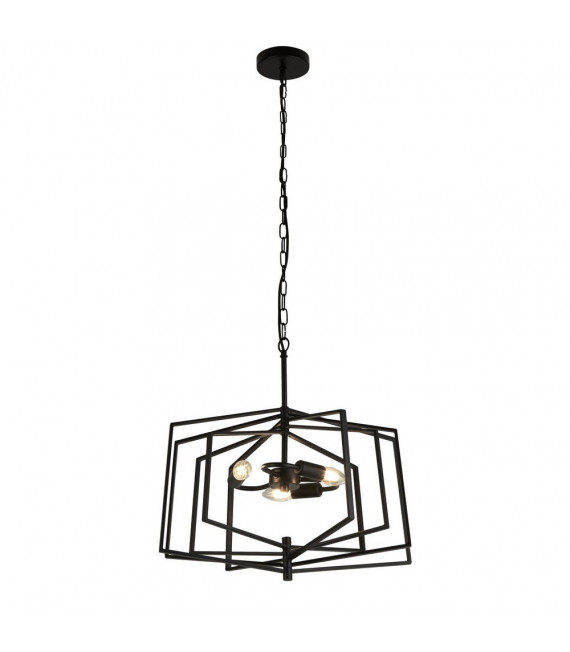Sospensione Slinky Acciaio dolce Nero opaco 3 lampadine 50cm