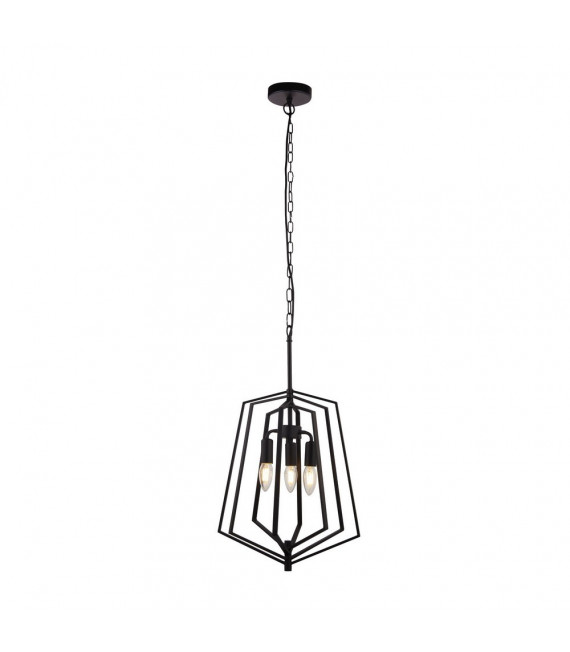 Suspension Slinky Acier doux Noir mat 3 ampoules 55cm