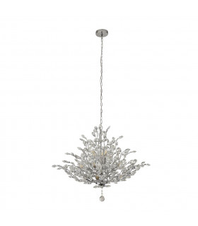 Sospensione Bouquet vetro, acciaio dolce cromato, trasparente 11 lampadine 62 cm