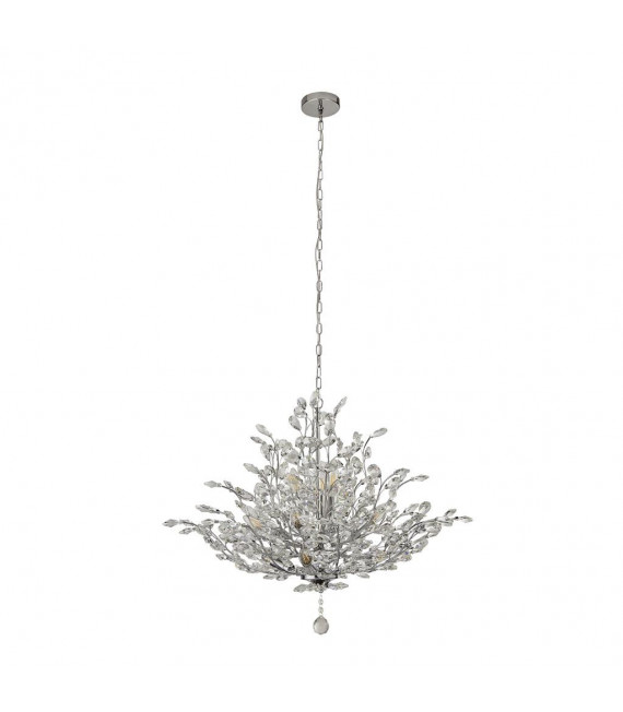 Sospensione Bouquet vetro, acciaio dolce cromato, trasparente 11 lampadine 62 cm