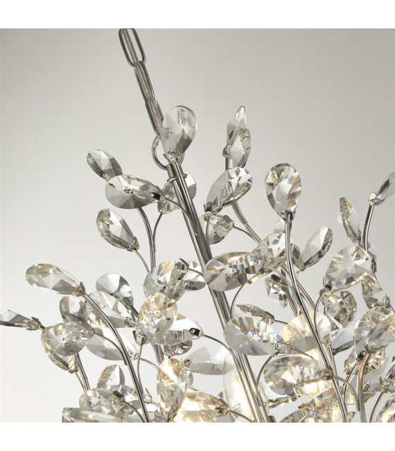 Suspension Bouquet Verre,acier doux Chrome,Transparent 11 ampoules 62cm