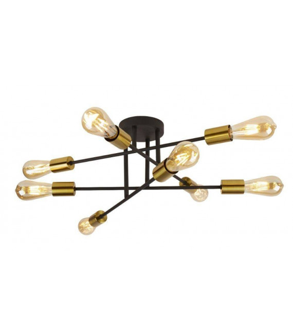 Plafón Armstrong Steel negro mate 8 bombillas 23cm