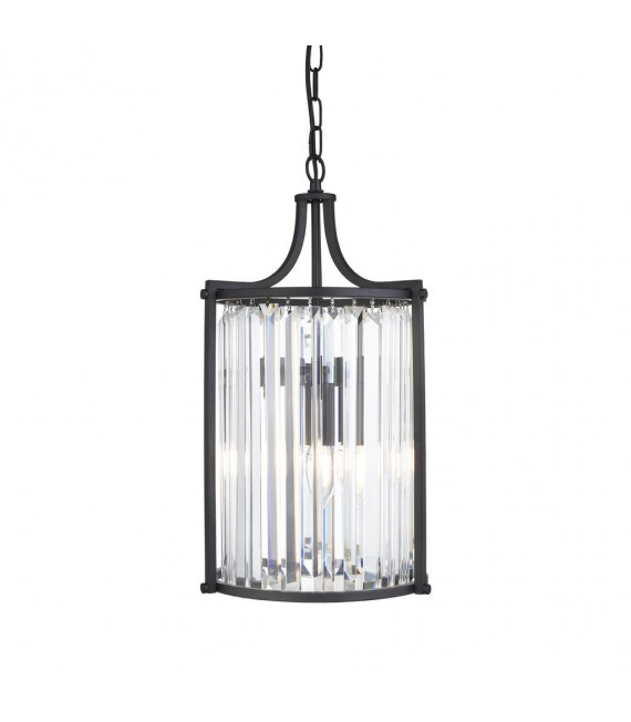 Lámpara colgante Victoria Vidrio, acero dulce Negro mate 2 bombillas 47cm