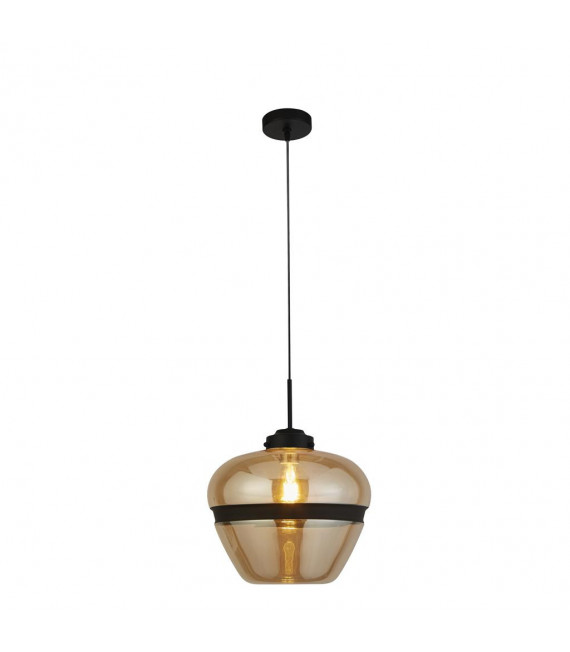 Merengue colgante Vidrio, acero dulce Negro, champán 1 bombilla 42cm