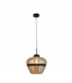 Suspension Meringue Verre,acier doux Noir,champagne 1 ampoule 42cm