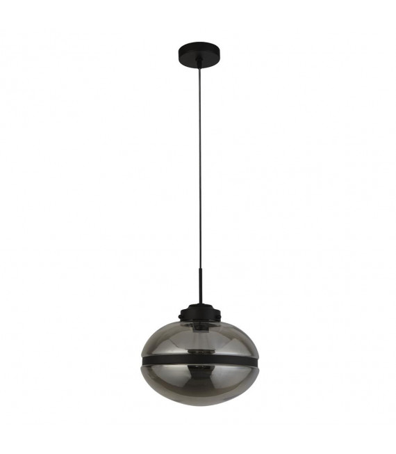 Pendente Meringue Vetro, acciaio dolce Fumé Nero 1 lampadina 38cm