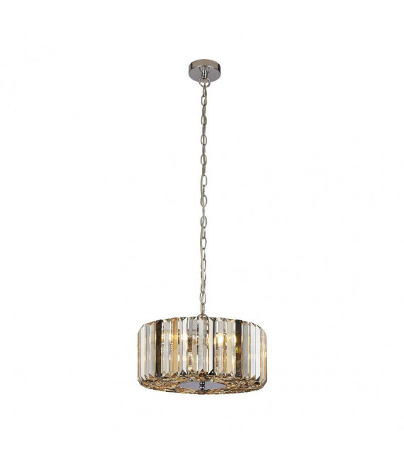 Suspension Chapeau Verre,acier doux Chrome,ambré,Transparent,fumé 3 ampoules 21cm