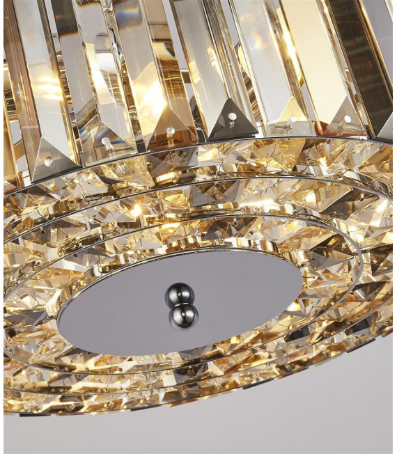 Lampada a sospensione Glass Hat, acciaio cromato dolce, ambra, trasparente, fumé 3 lampadine 21 cm