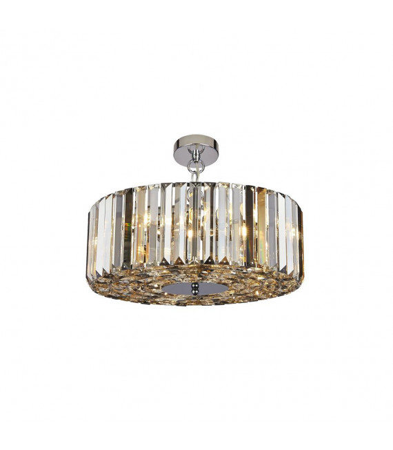 Lámpara colgante Glass Hat, acero cromado dulce, ámbar, transparente, ahumado 5 bombillas 21cm