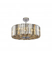 Glass Hat Pendant Light, Mild Chrome Steel, Amber, Transparent, Smoked 5 bulbs 21cm