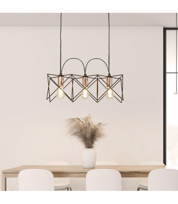Anthea pendant Mild steel Matt black 3 bulbs 21cm