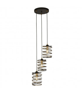 Lámpara colgante Spring 3 bombillas Acero dulce Oro negro