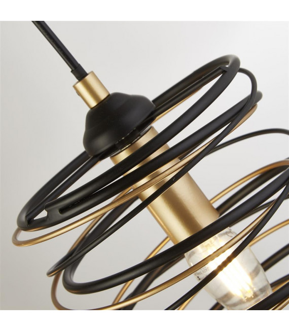 Ciondolo a molla Acciaio dolce Oro nero 4 lampadine 22cm