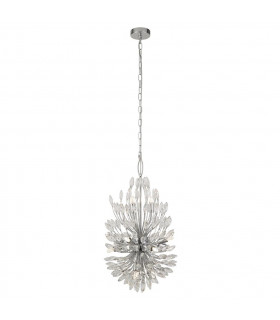 Suspension Peacock Verre,acier doux Chrome,Transparent 14 ampoules 64cm