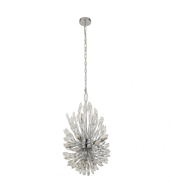 Peacock Pendelleuchte Glas, Stahl Chrom, Klar 14 Glühbirnen 64cm