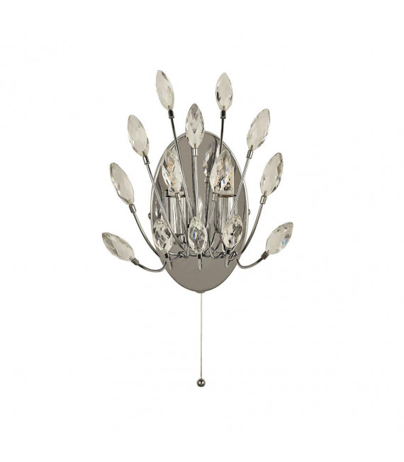 Peacock designer wall lamp 2 bulbs Glass, mild steel Chrome, Clear