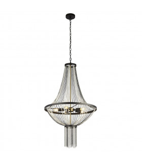 Ciondolo Baguette Acrilico, Acciaio dolce Nero, Ottone, Trasparente 5 lampadine 102cm
