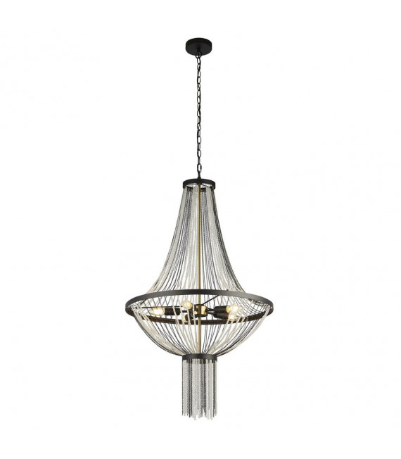 Baguette Pendant Acrylic, Mild Steel Black, Brass, Clear 5 bulbs 102cm