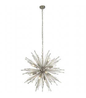 Ciondolo Starburst in acciaio dolce cromato 8 lampadine 56 cm