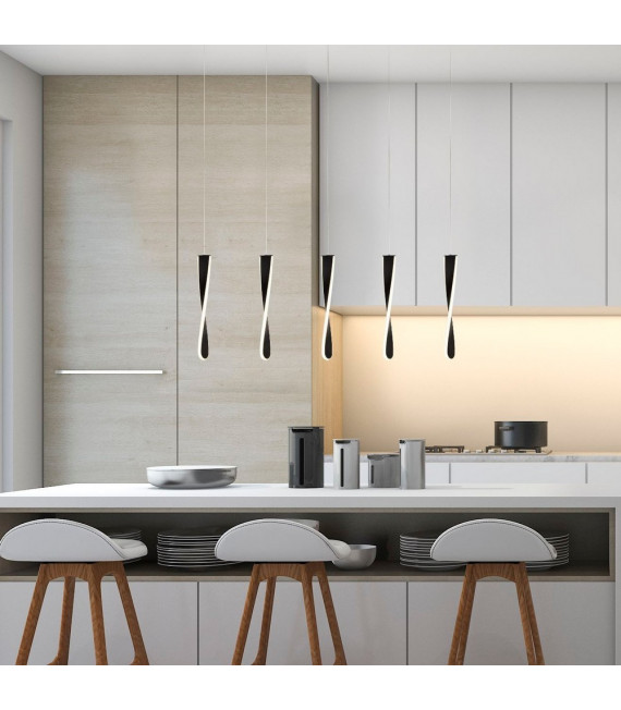Paddle Aluminum pendant matt black 5 bulbs 39cm