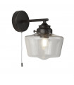 Wall light School House Glass, mild steel Matte black, Clear 1 bulb 22.5cm
